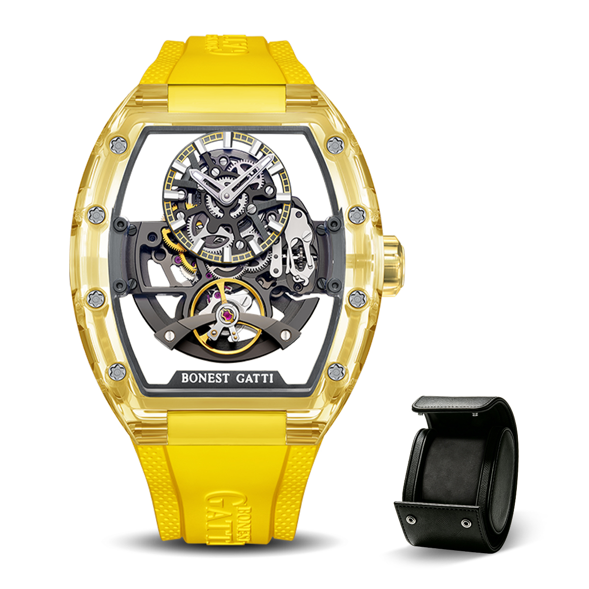 Luxury Watch With Rubber Strap - BONEST GATTI Luxury Men Multi-Color Transparent
