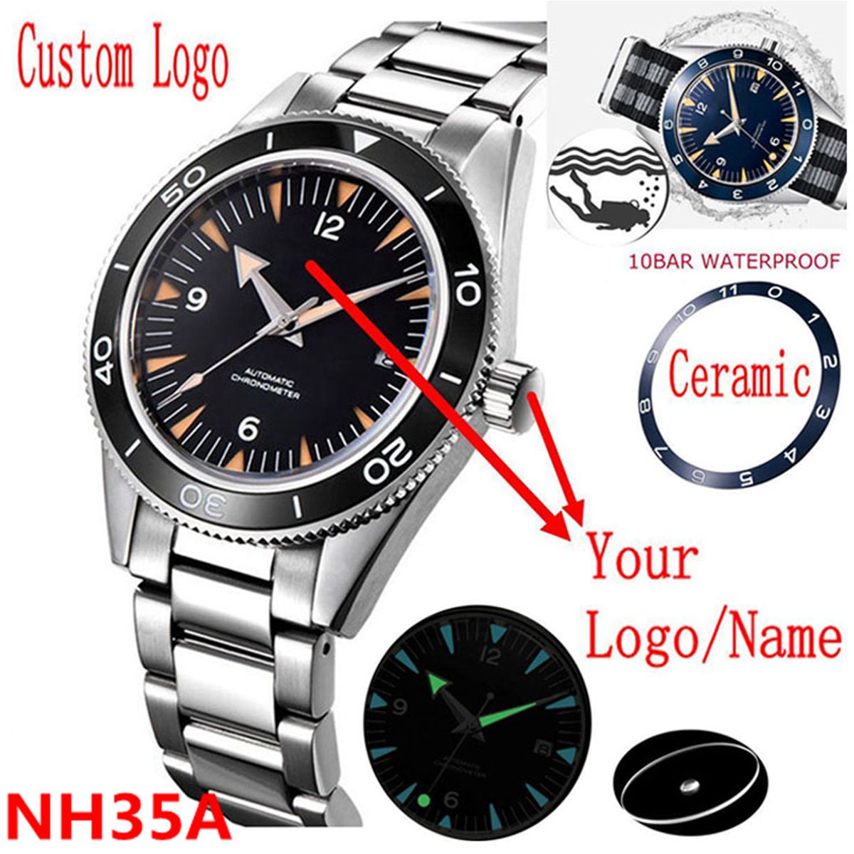 Custom Logo NH35 Movement Watc - Luxury Watch Collection recension och pris