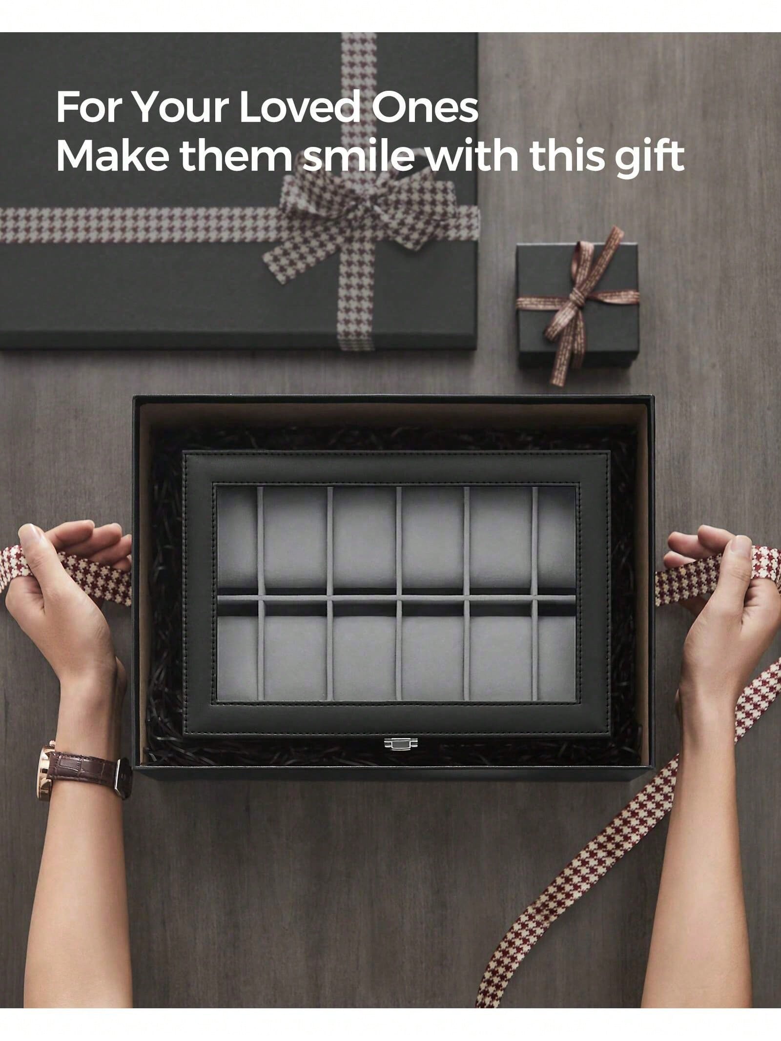 12-Slot Lockable Watch Box wit - Luxury Watch Holder recension och pris