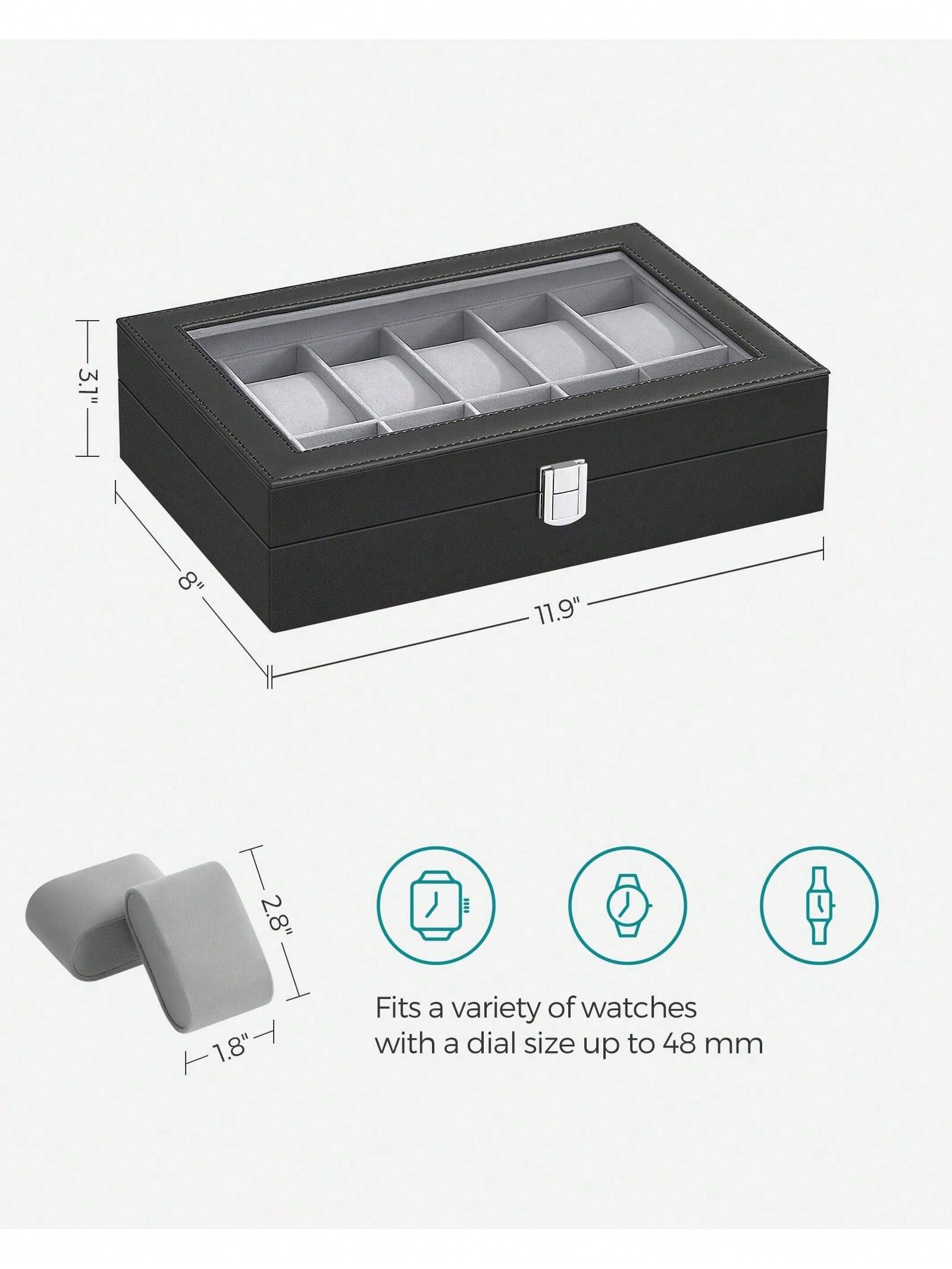 12-Slot Lockable Watch Box wit - Luxury Watch Holder recension och pris