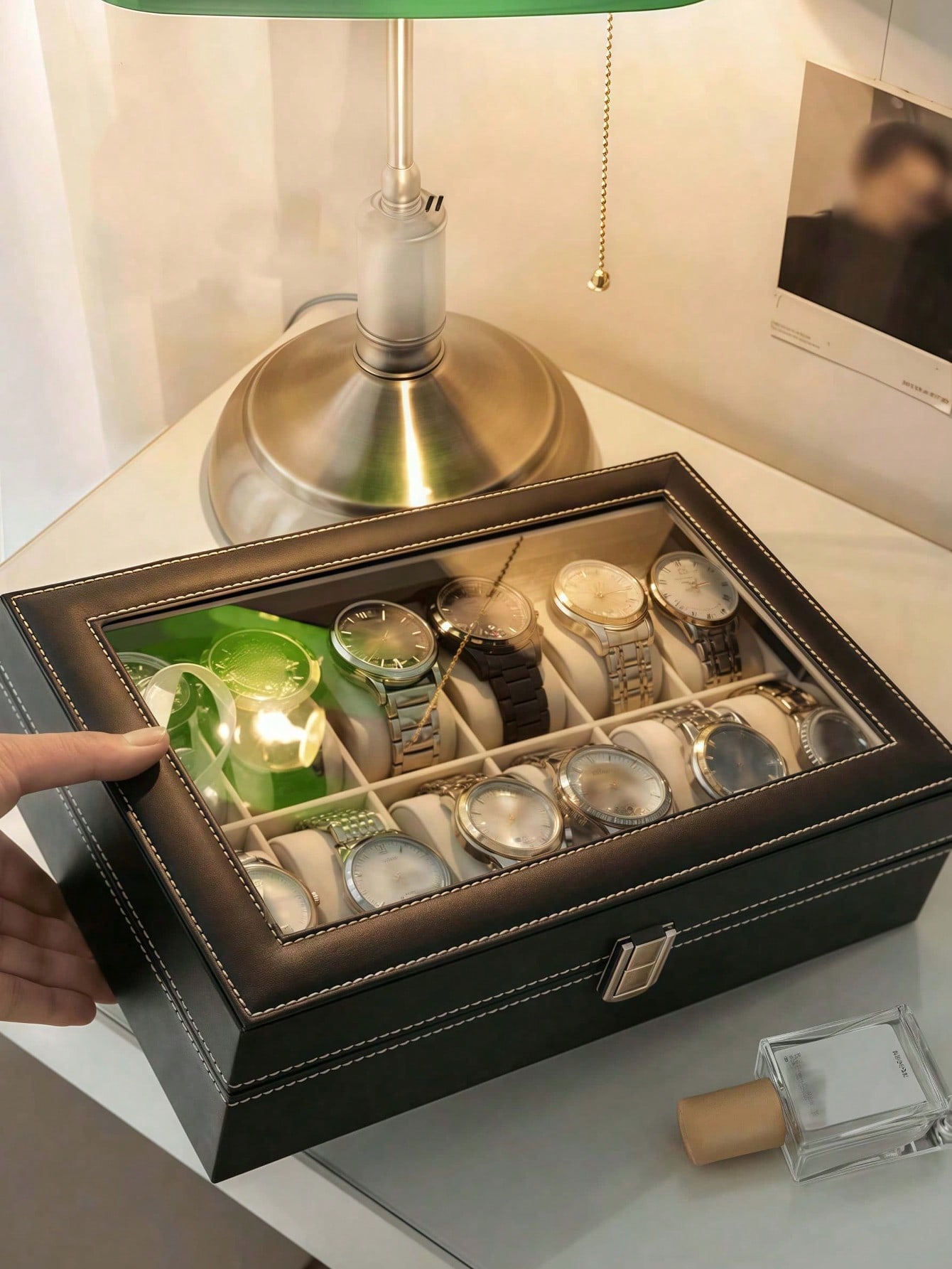 Leather Watch Box with Lock, L - Luxury Watch Holder recension och pris