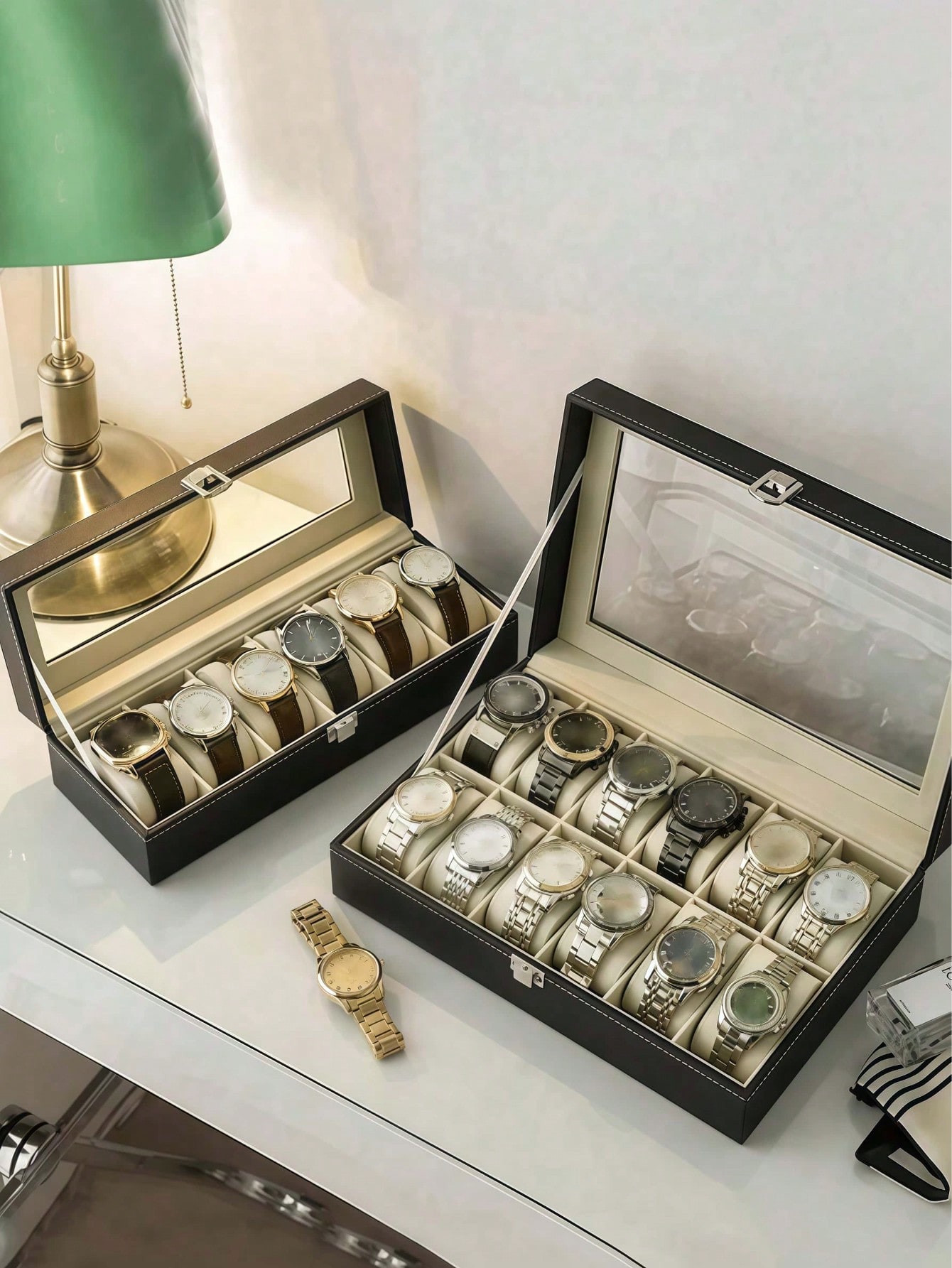 Leather Watch Box with Lock, L - Luxury Watch Holder recension och pris