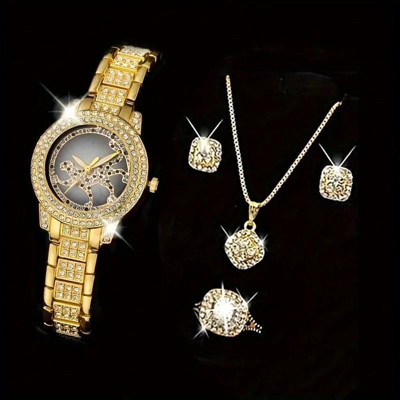 5pcs/set Women's Watch Cheetah - Luxury Watch Gift For Her recension och pris