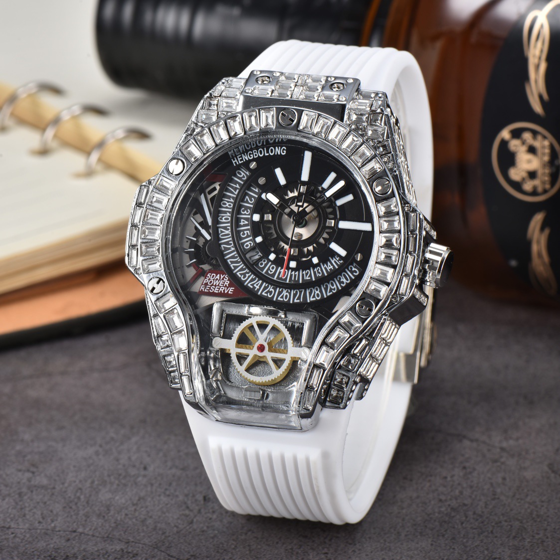 Full diamond Case Business Lux - Luxury Watch With Rubber Strap recension och pris