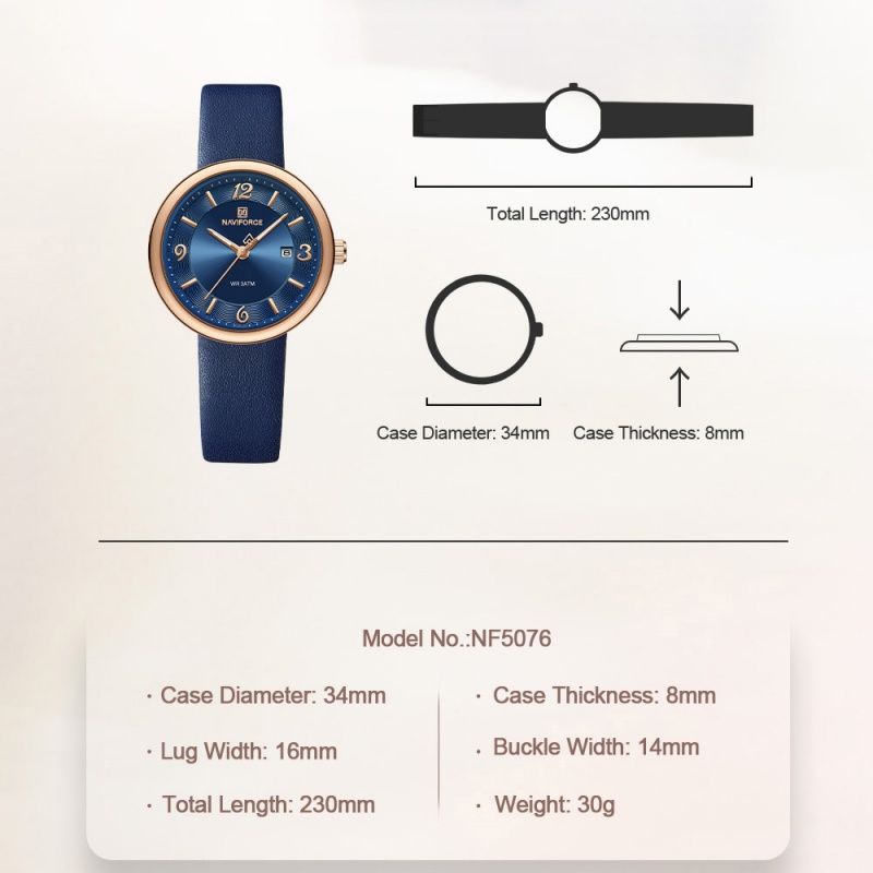 NAVIFORCE New Women Daily Quar - Luxury Watch Black recension och pris